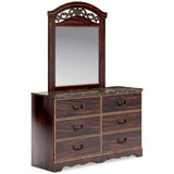 Genry Cherry Panel Bedroom Set king panel bed side view