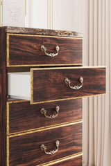 Genry Cherry Panel Bedroom Set king panel bed close main view