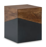 Trailbend Accent Table corner view showing wood and metal