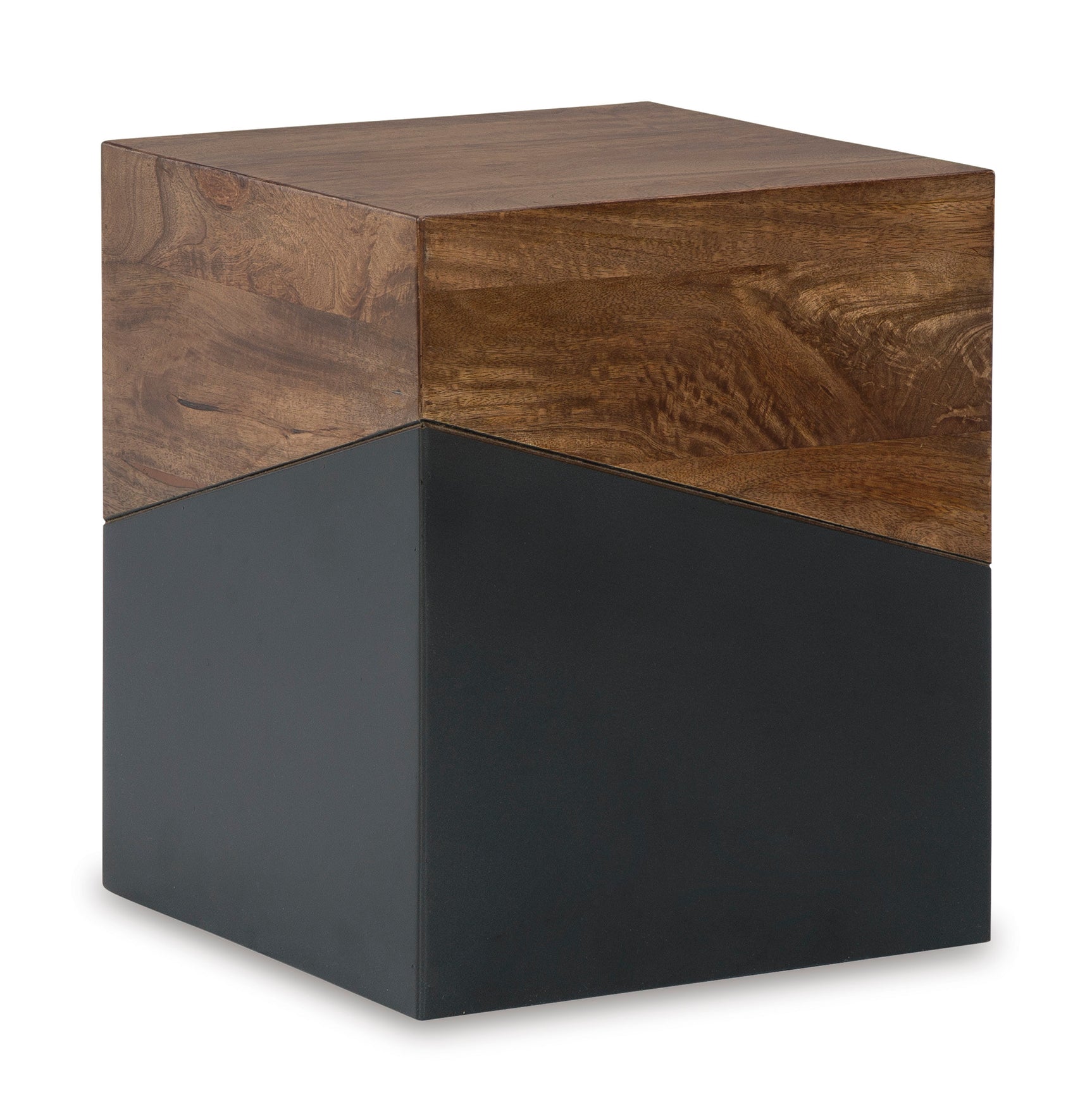 Trailbend Accent Table corner view showing wood and metal