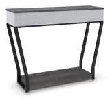 Close-up of wireless charging area and touch controls on Sethlen Console Sofa Table