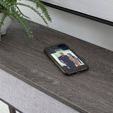 Side view of Sethlen Console Sofa Table showing metal frame and polyester fabric sides