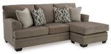 side view of Stonemeade sectional sofa showing reversible chaise in nutmeg polyester