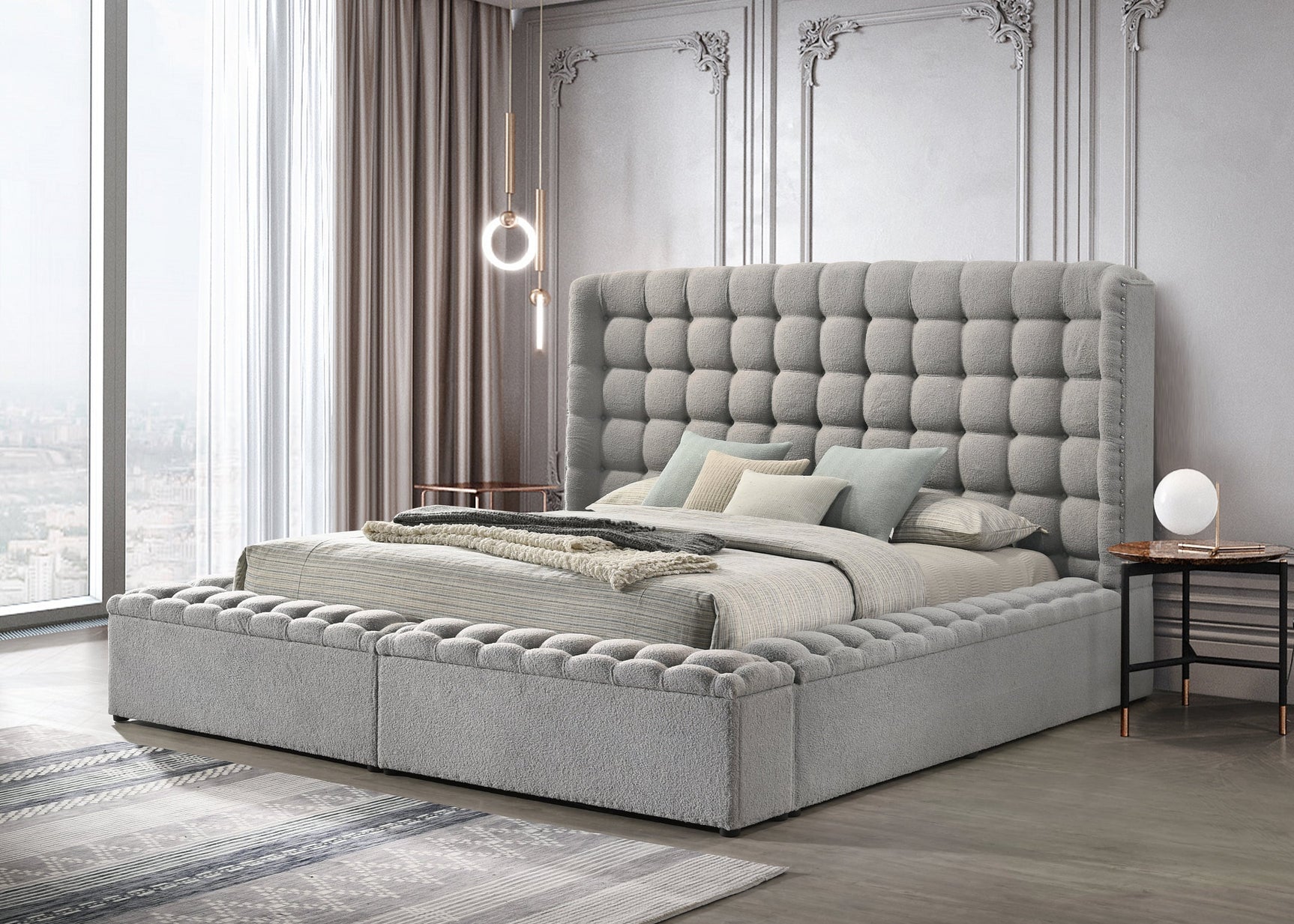 Madonna Gray Storage Upholstered King Bed