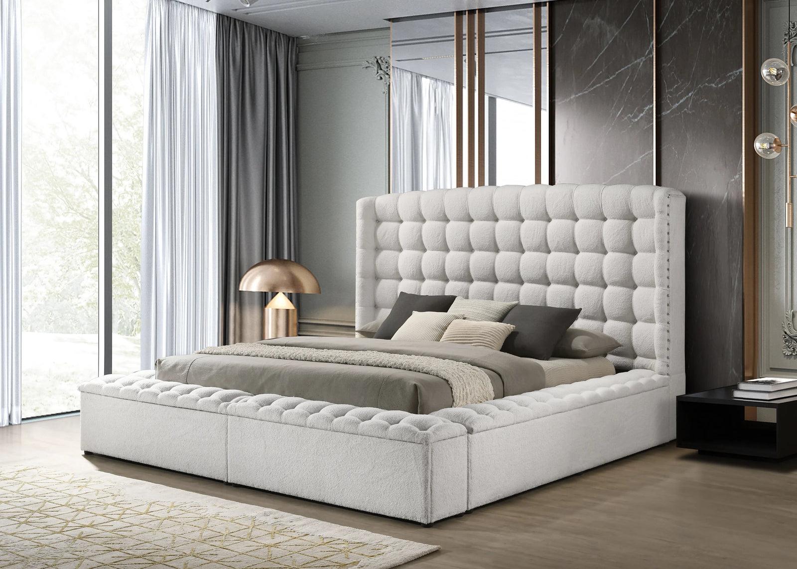 Madonna White Storage Upholstered Queen Bed