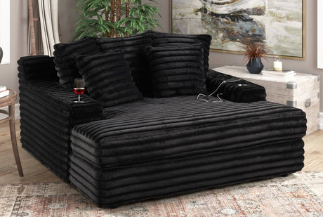 Quinn Onyx Chaise Lounge angled front view