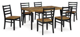 Close-up detail of Blondon Brown Black Dining Room Set materials and finish