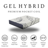 Gel Hybrid mattress corner close-up showing foam layers and fabric