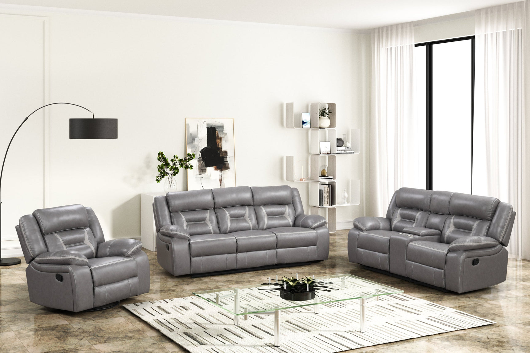 Luka10 reclining loveseat with storage console and power outlets