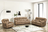 Close up of Luka20 sofa drop-down table with cupholders and power box
