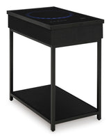 Side angle of Gemmet accent table with speaker and fixed lower shelf