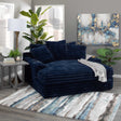Quinn Navy Chaise Lounge front view featuring cupholders