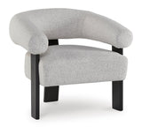 Side angle of Dultish Accent Chair in snow upholstery