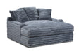 Quinn Charcoal Chaise Lounge front angle highlighting charcoal fabric and armrest cupholders