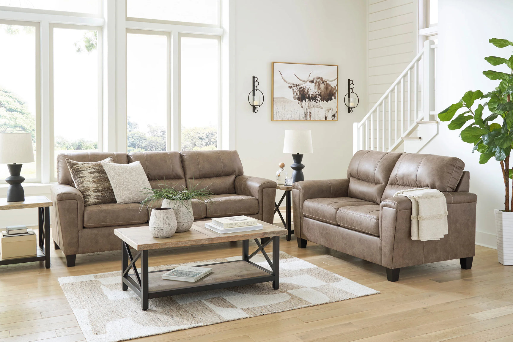 main view of Vivi Light Brown Sofa & Loveseat Set furniture