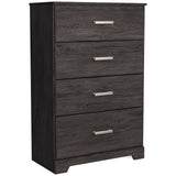 Bedroom setup featuring John Black Panel Bedroom Set in charcoal
