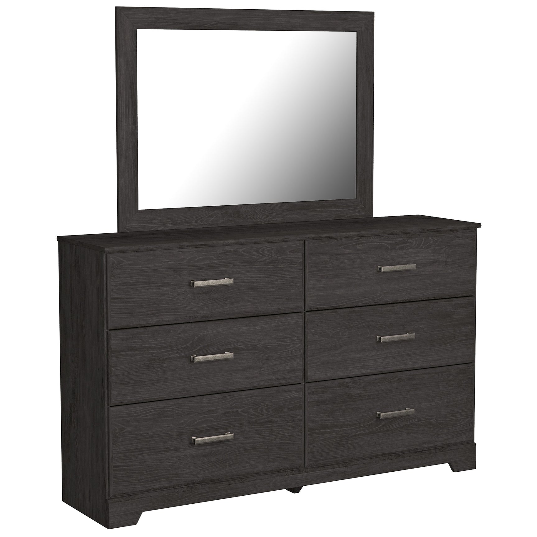 Close-up front view of John Black bed panel in charcoal
