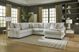 Front view of Behold Light Gray Sectional Sofa in Pippa Light Gray upholstery