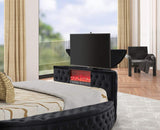 Patron Black Platform Queen Bed w Fireplace