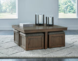 Close up of brown cocktail table surface