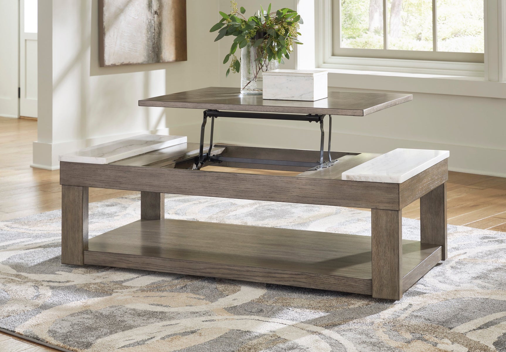 Tom Gray Brown White Lift Top Cocktail Table