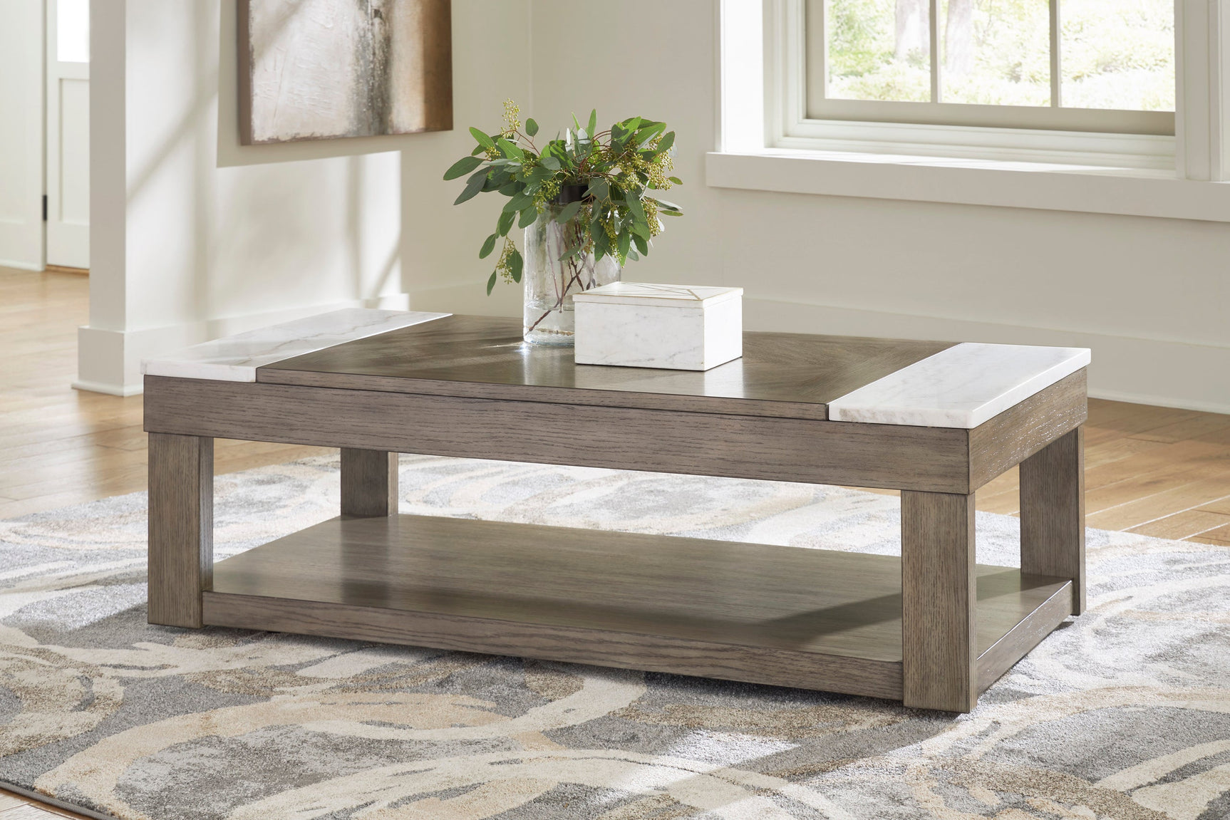 Tom Gray Brown White Lift Top Cocktail Table