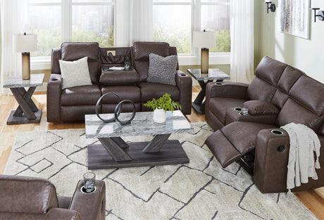 Lavenhorne Granite loveseat with drop-down table and USB ports
