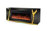Close-up of electric fireplace insert in A804 black TV stand