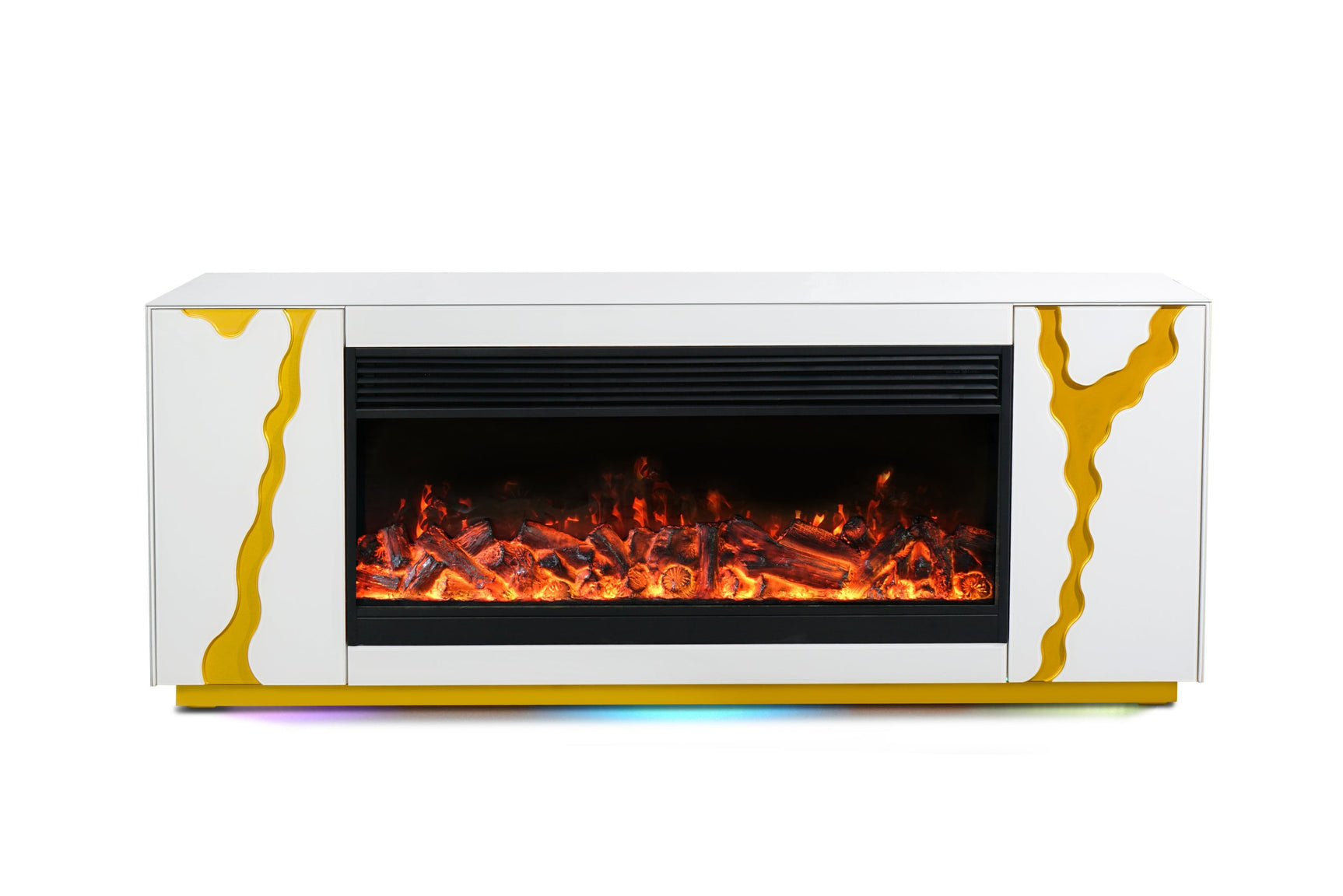 View of heating controls on A904 electric fireplace TV stand
