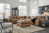 Side view of Emilia Caramel genuine leather sectional sofa