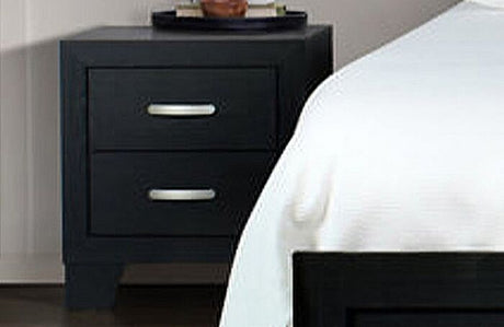 Hello Black Nightstand front view showing drawers