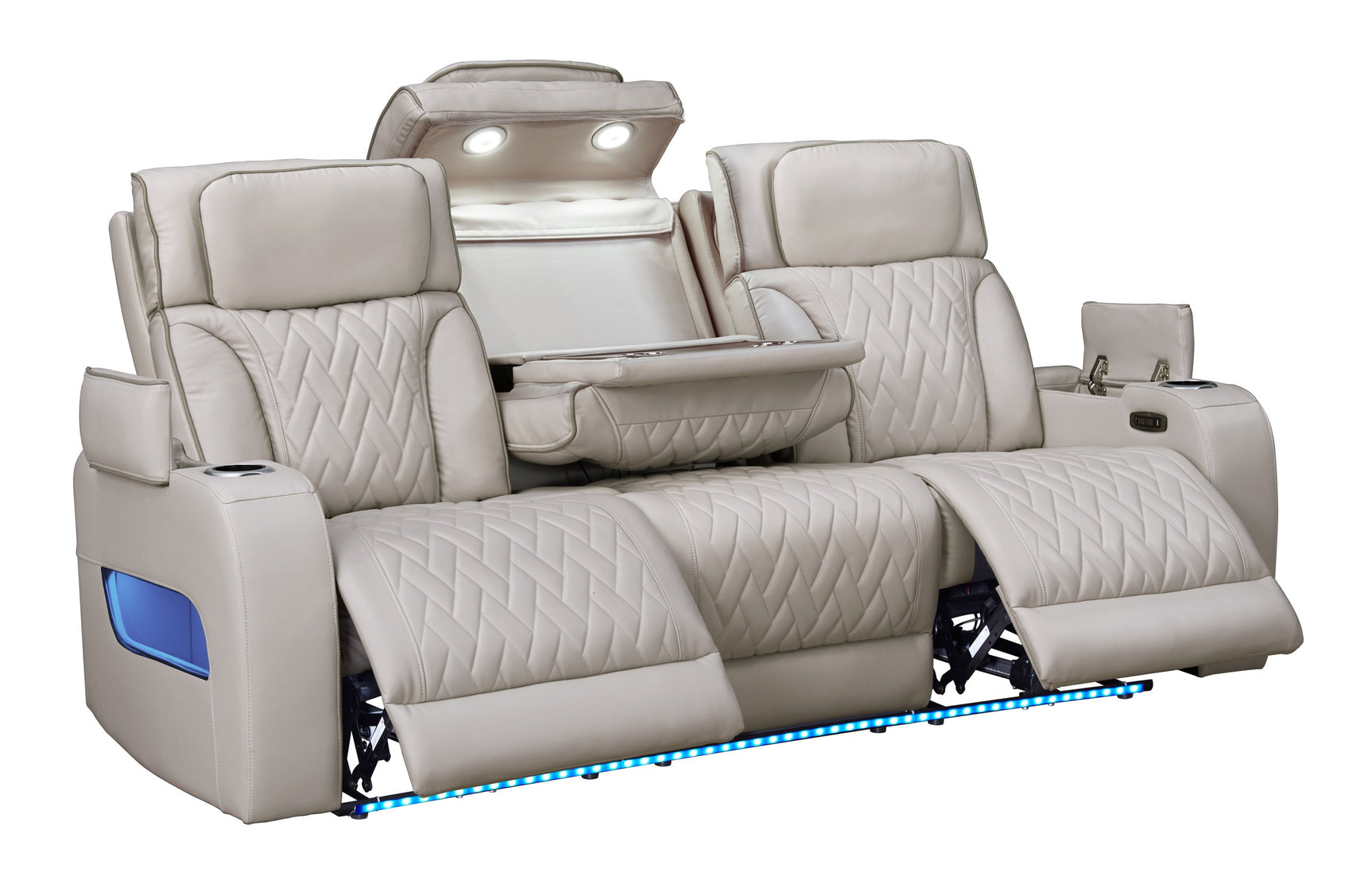 Dubai Sand sofa with LED console close-up