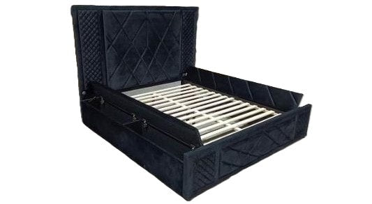 Close-up of LED lighting with 8 color options on Lorenzo platform bed headboard