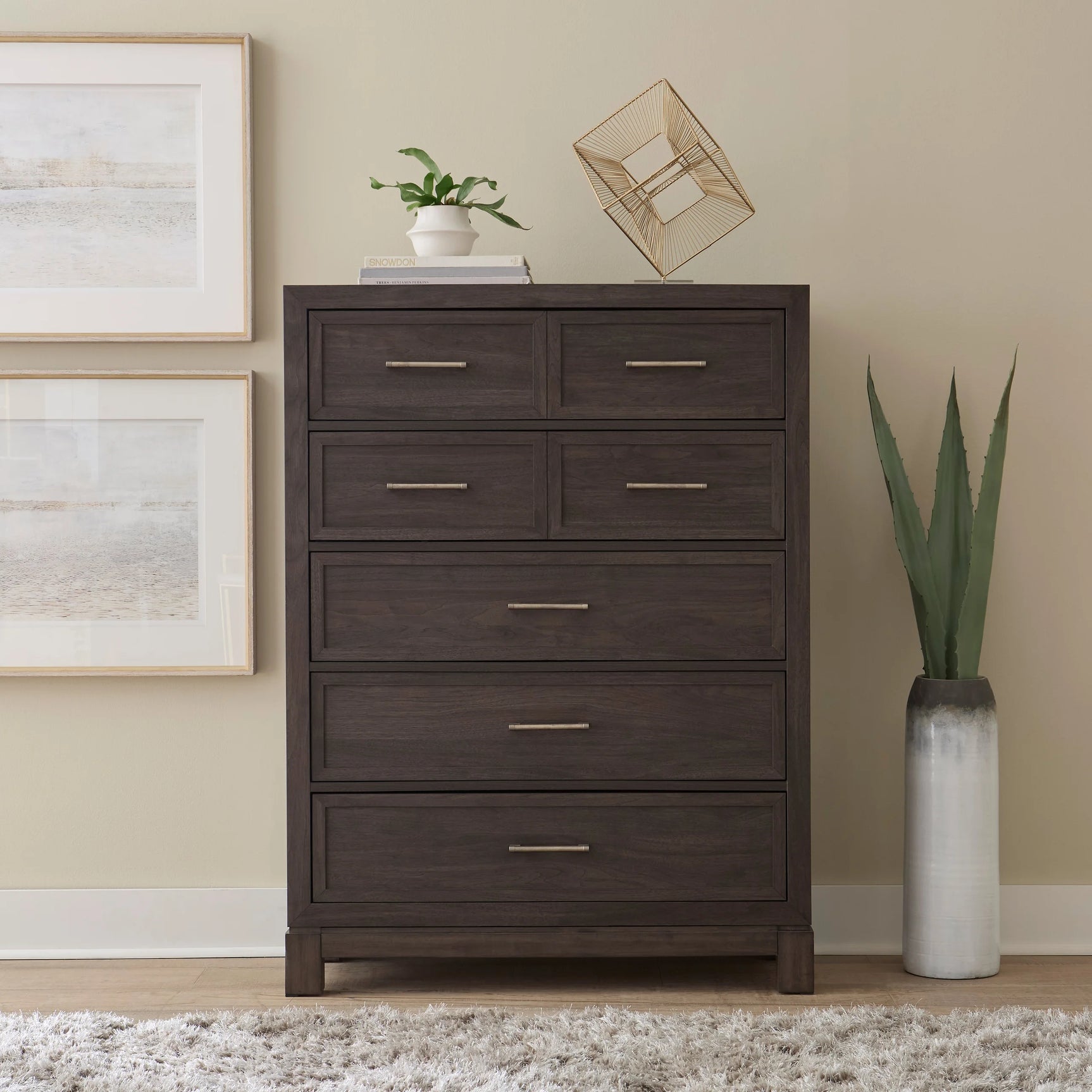 Bedroom view of Ree Cafe Upholstered Panel Bedroom Set showing bed and nightstand