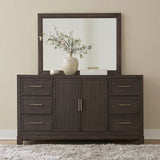 Side angle of Ree Cafe Upholstered Panel Bedroom Set bed with upholstered panel