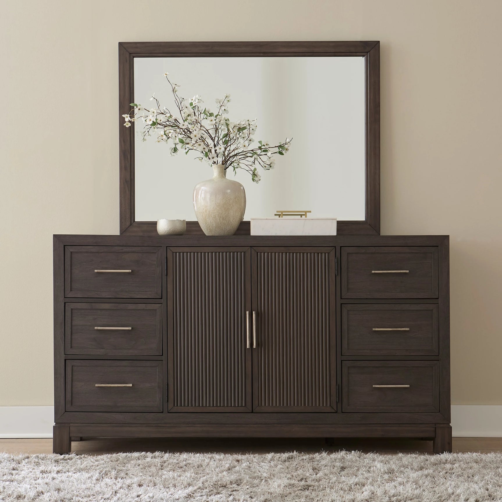 Side angle of Ree Cafe Upholstered Panel Bedroom Set bed with upholstered panel