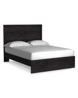 Belachime Black Panel Queen Bed showing panel design and finish