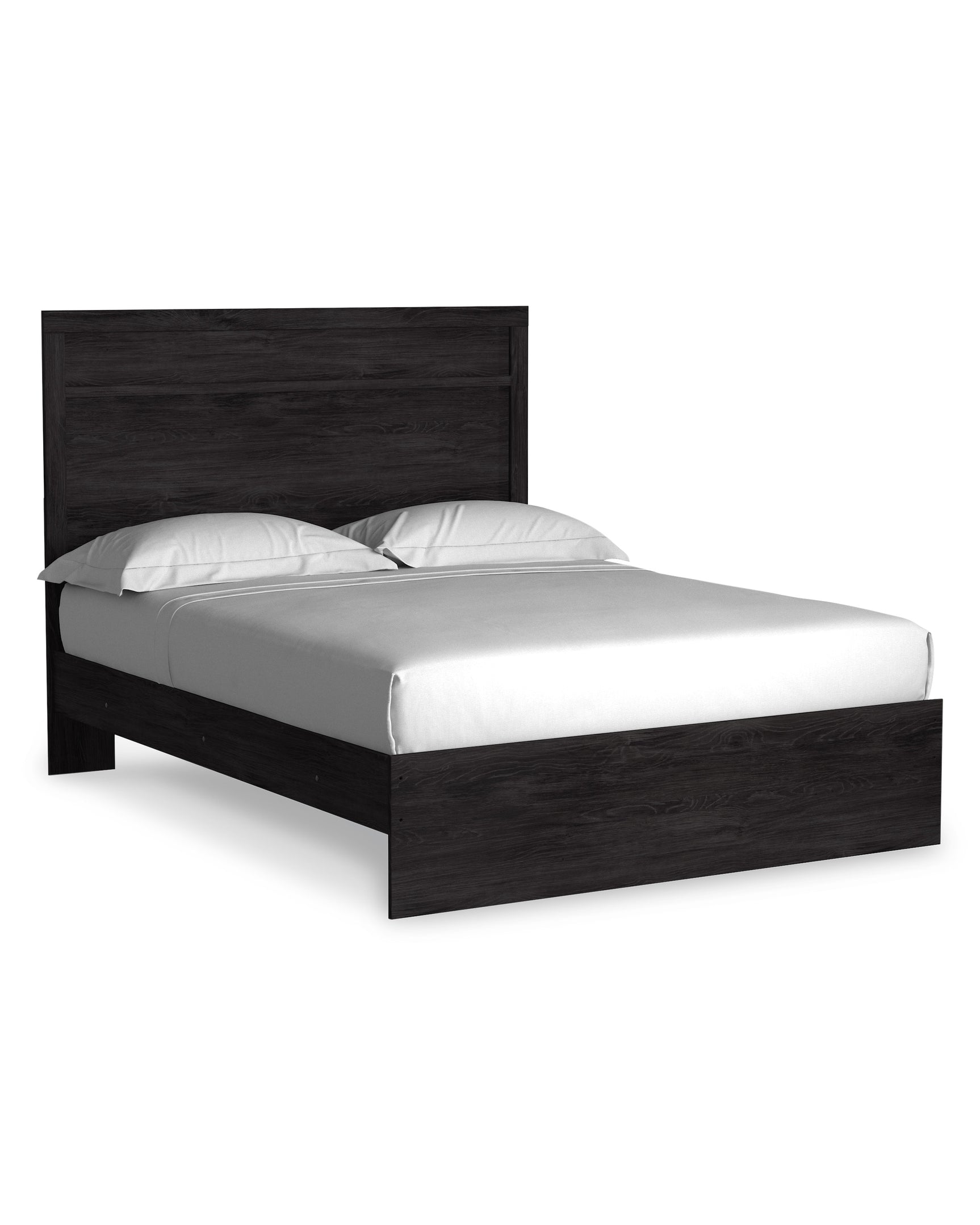 Belachime Black Panel Queen Bed showing panel design and finish