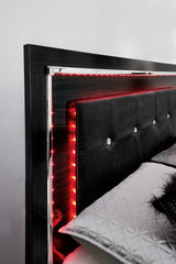 Bedroom view of Kaydell Black Upholstered Storage Panel Bedroom Set