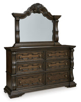 side view of Maylee Dark Brown Upholstered Panel Bedroom Set bed