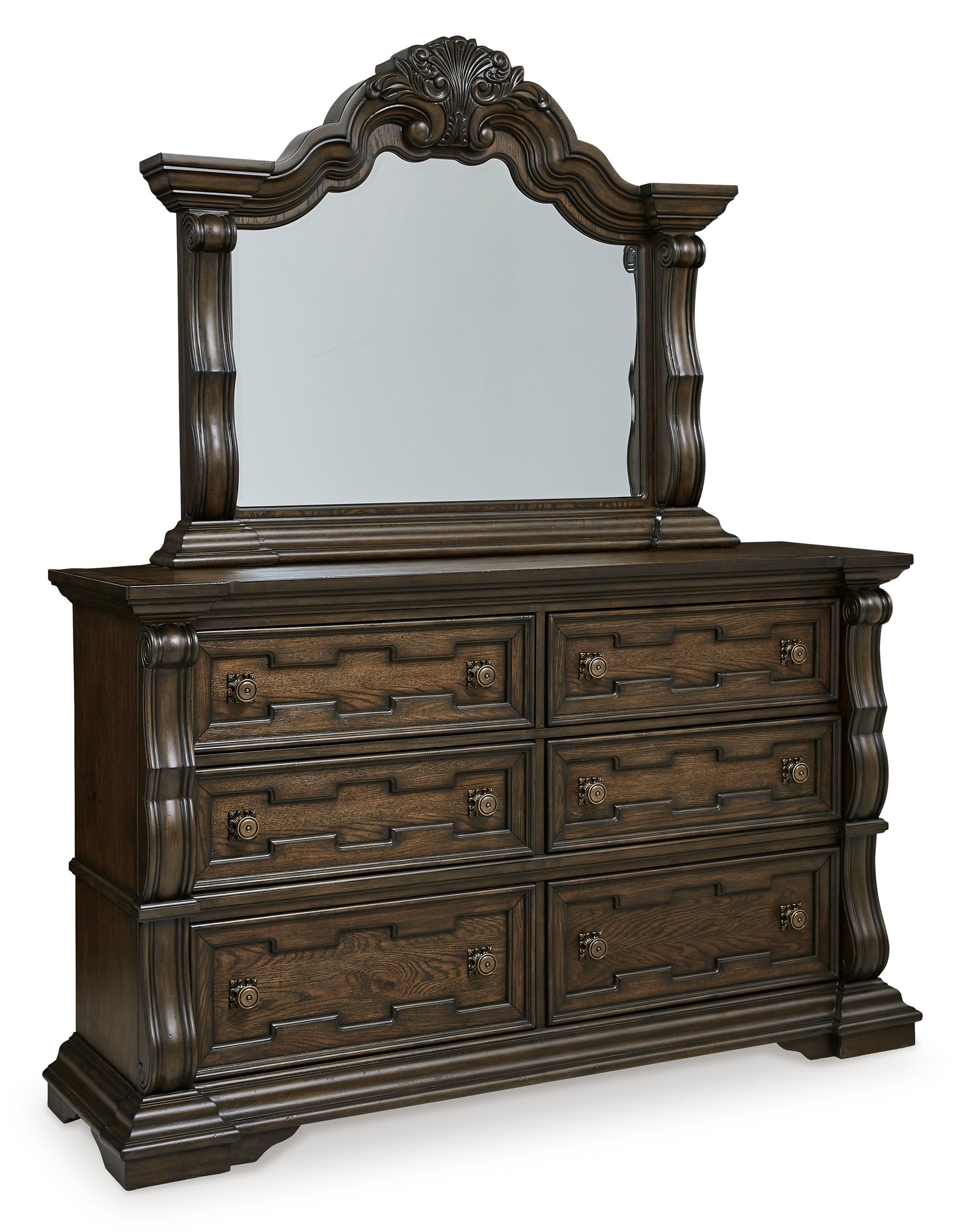 side view of Maylee Dark Brown Upholstered Panel Bedroom Set bed