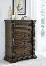 main view of Maylee Dark Brown Upholstered Panel Bedroom Set bed