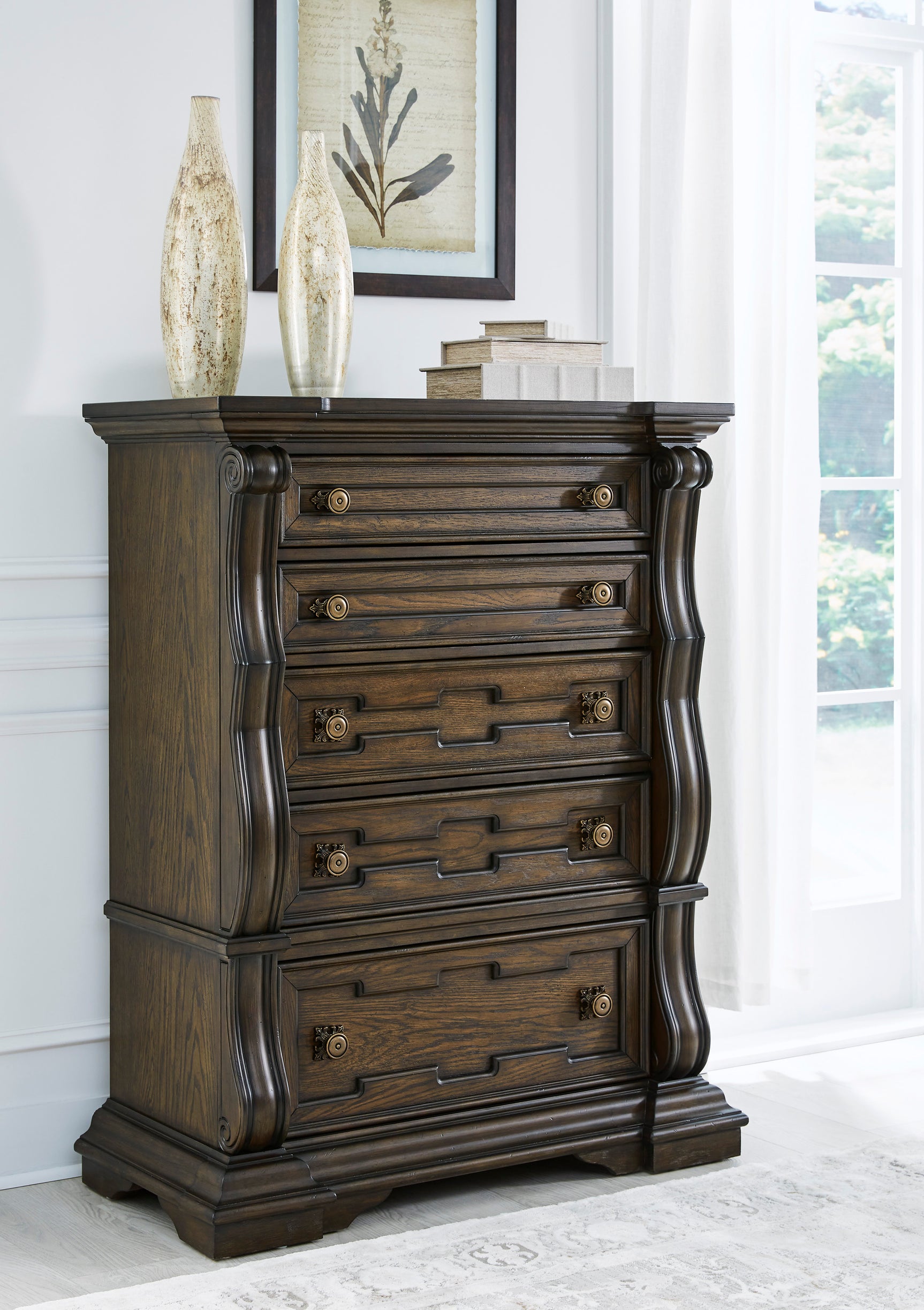 main view of Maylee Dark Brown Upholstered Panel Bedroom Set bed