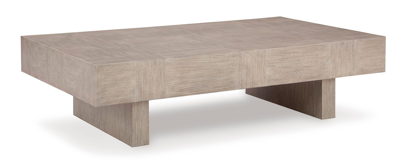 Jorlaina end table in light grayish brown, side view