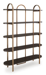 Close-up of Brentmour bookcase gold accented shelves
