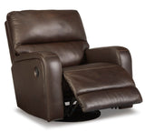 Uriah Leather Recliner side angle with visible armrest