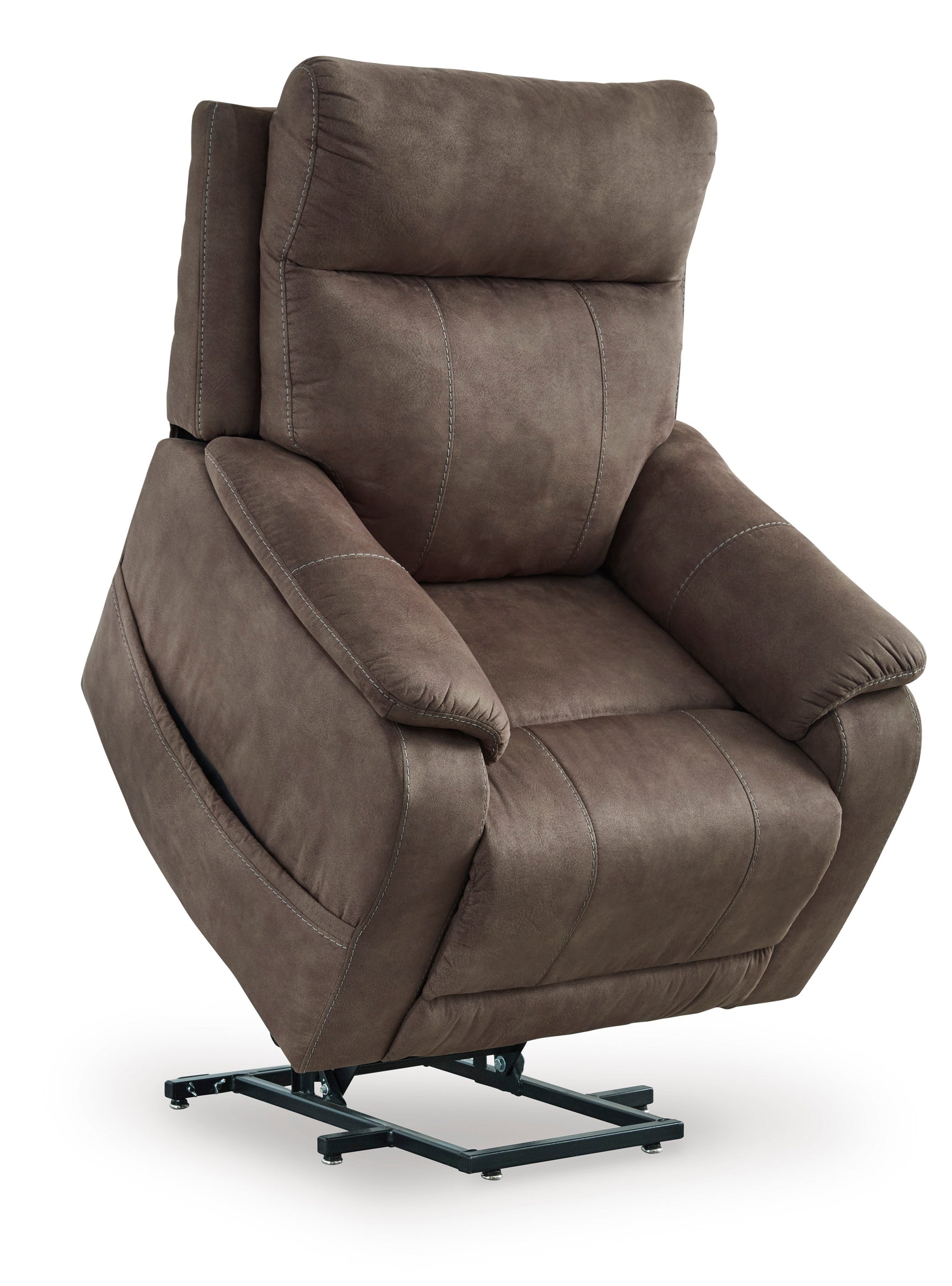 Close-up of faux leather upholstery on Kiha Power Lift Recliner