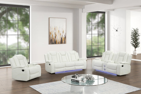 Drop-down console with charging pads and reading light on sofa