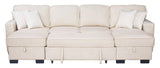 room view of Sahara Beige Double Storage Chaise Sectional w Drop Down Cupholders sectional sofa
