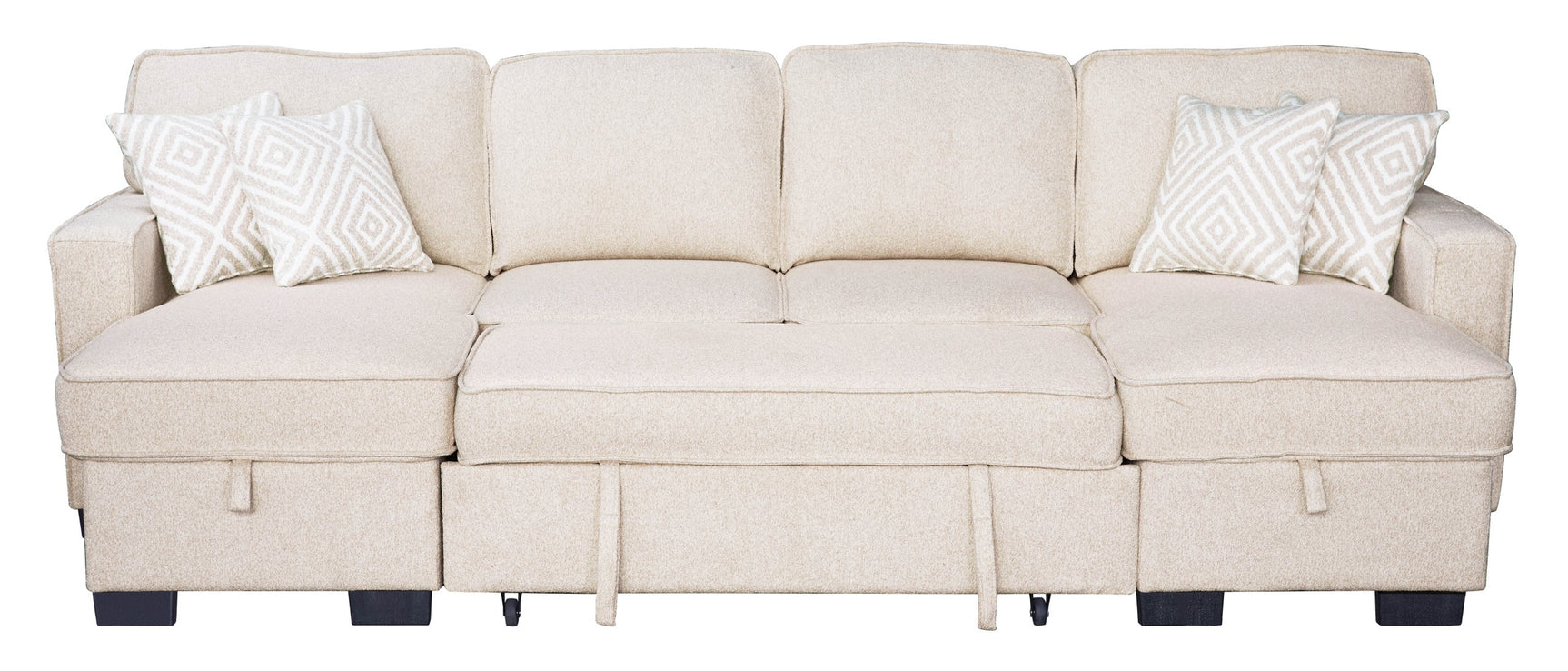 room view of Sahara Beige Double Storage Chaise Sectional w Drop Down Cupholders sectional sofa